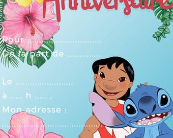 リロとスティッチの誕生日招待カード