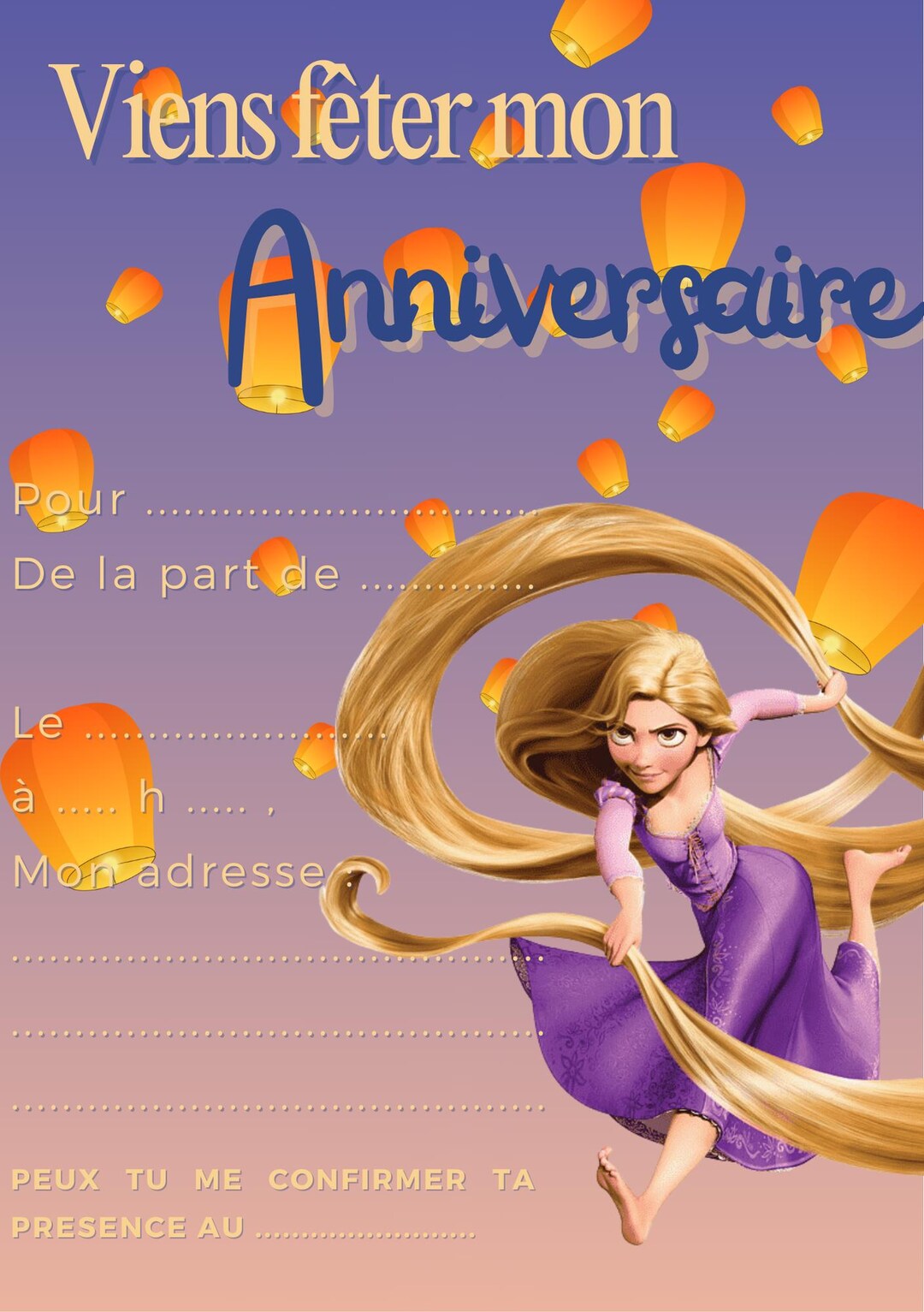 Rupenzel Invitations Rapunzel Birthday Invitation Card - Etsy