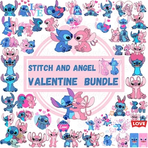 lllᐅ Stitch Angel Pink Blue Heart SVG - sublimation Cricut