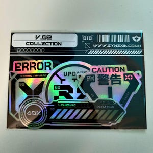 Holographic VOL.2 Cyberpunk Sticker Pack – Techwear Stickers | Memory Chip, Ghostrun, Caution, Warning | Laptop, CYBERPUNK, Edgerunner