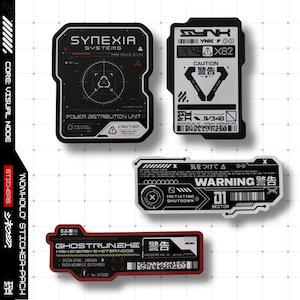 Pacchetto di adesivi Cyber – Decalcomanie impermeabili per laptop e console da gioco – Regalo Techwear Cyberpunk per gamer