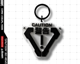 Caution Keychain: Cyberpunk Techwear Bag Tag - 3D Printed PLA
