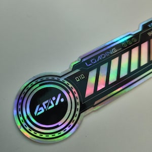 HOLOGRAPHIC LOADING STICKER - Cyberpunk Techwear Sticker Premium Vinyl Sci-fi - Sleek Modern Design for Notepads, Bottles, Laptops, Tech,