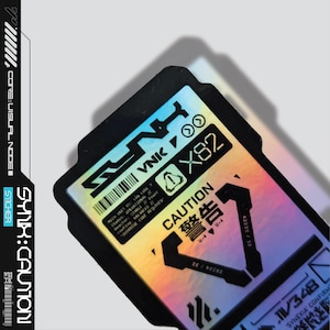 HOLOGRAPHIC CAUTION Cyberpunk Techwear Sticker Premium Vinyl - Sleek Modern Design for Notepads, Bottles, Laptops, Tech, Gaming - Waterproof