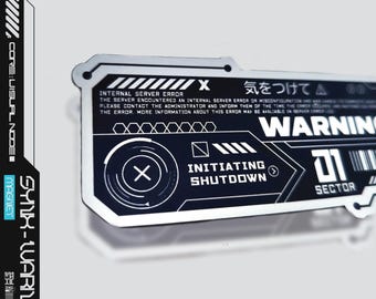 Cyberpunk WARNING Fridge Magnet: Glitch Art Decor