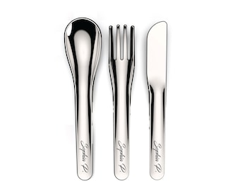 Engraved Stainless Steel Cutlery Set with Travel Case