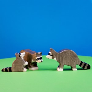 Family of Raccoons Wooden Toys Set | Montessori Toys | Waldorf Toy | Forest Animals | Wooden Toys for Kids | Toddler Toy