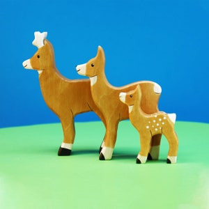 Family of Deers Wooden Toys Set | Montessori Toys | Waldorf Toy | Forest Animals | Wooden Toys for Kids | Toddler Toy
