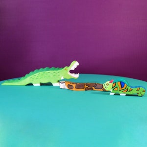 Family of Reptiles Wooden Toys Set | Montessori Toys | Waldorf Toy | Wooden Toys for Kids | Exotic Animals