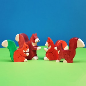 Family of Squirrels Wooden Toys Set | Montessori Toys | Waldorf Toy | Forest Animals | Wooden Toys for Kids | Toddler Toys