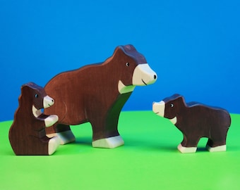 Family of Bears Wooden Toys Set | Montessori Toys | Waldorf Toy | Forest Animals | Wooden Toys for Kids | Toddler Toy