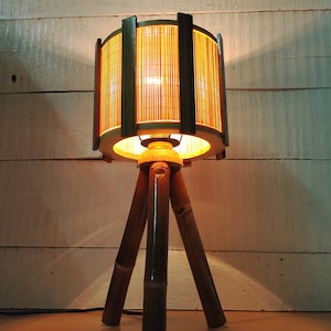 Elegant Brown Lamp Design Wood Floor Lamp, Mid Century Modern Tripod Lighting, Table lamp wood, desk lamp, bedside lamp, wooden table lamp