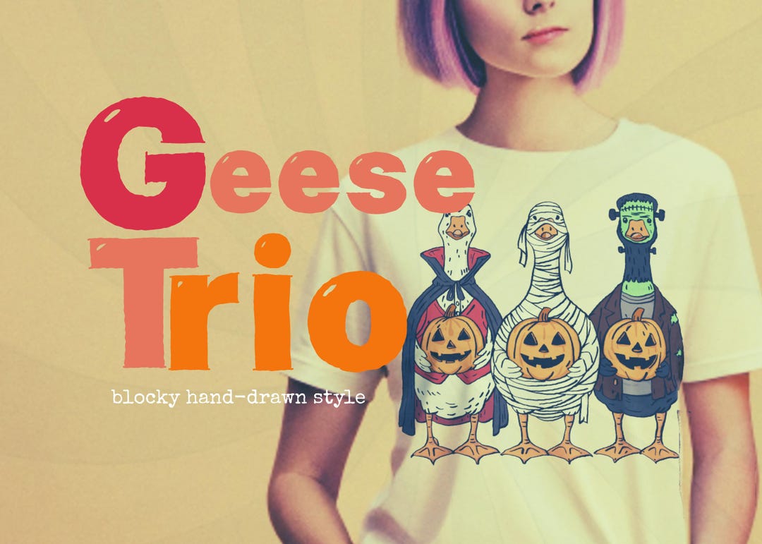 Doodle Dark Brick Font: Retro Blocky Typeface (OTF TTF) Halloween Geese ...