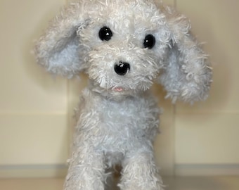 Crochet dog, cuddly dog, plush toy, amigurumi, amigurumi dog, plush dog, white dog, cute dog, puppy, Maltese, Maltese plush