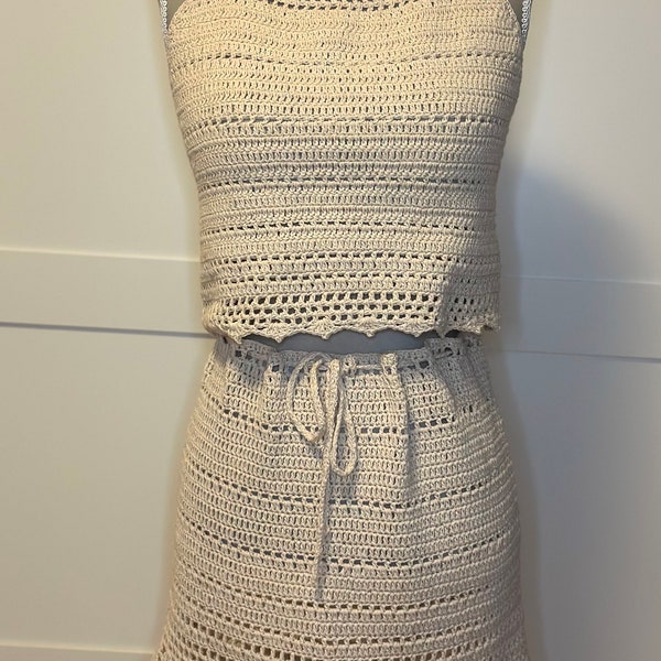 Häkel Zweiteiler, Häkelset, Häkelkleid, Strickkleid, Strickset, Strick Zweiteiler, Sommer Outfit, Boho, Festival Kleidung, Strandbekleidung