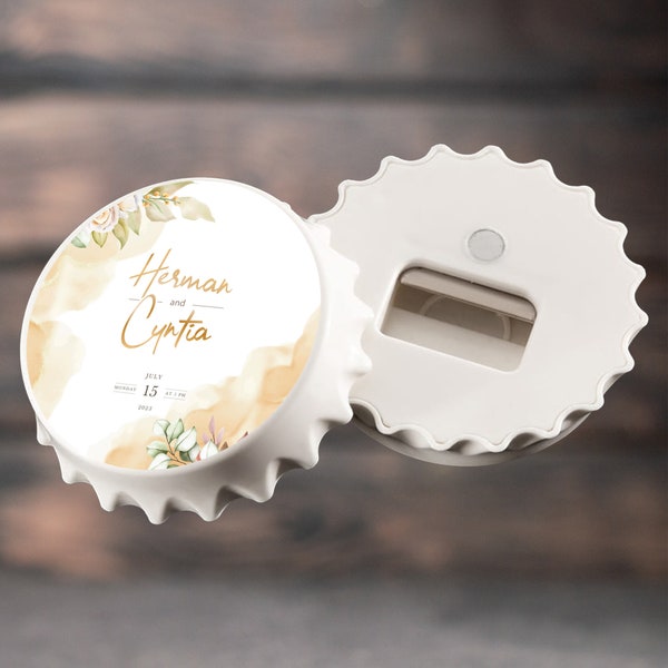 20 PCS Customizable Wedding Favor For Guests in Bulk, Wedding Thank You Favor, Save The Date Magnet, Custom Cap Opener