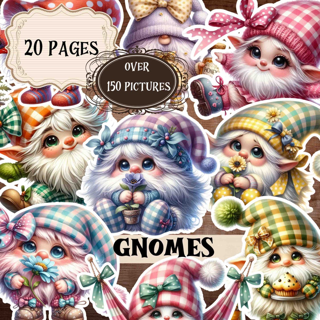 Fantasy Gnomes Fussy Cuts Gnomes Junk Journal Supplies Scrapbook ...
