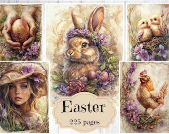 Easter Junk Journal Kit: Shabby Chic Watercolor Printables (Digital Download)