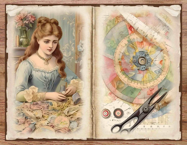 Vintage Sewing Junk Journal Kit: Shabby Chic Printable Pages (digital ...