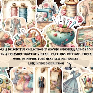 Vintage Sewing Junk Journal Kit Sewing Scrapbook Digital Printable ...