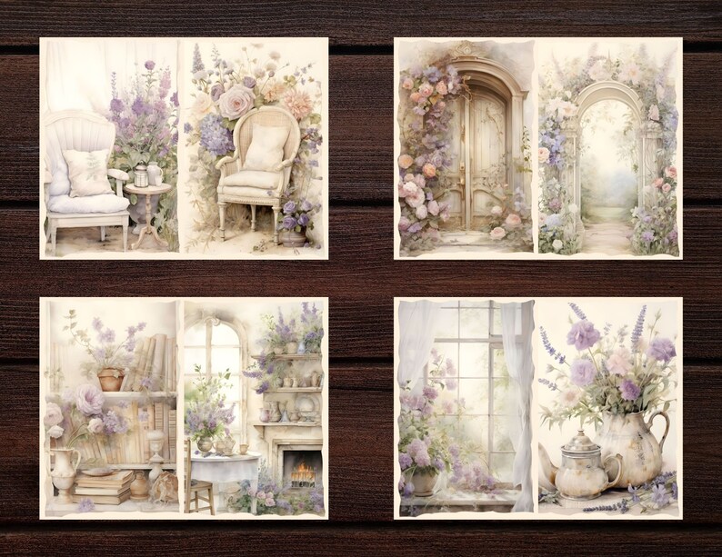 Floral Elegance: Embrace the beauty of yesteryears with a vintage purple scrapbook kit filled with elegant floral designs.