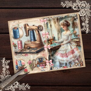 Vintage Sewing Junk Journal Kit Sewing Scrapbook Digital Printable ...