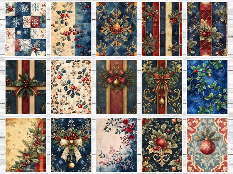 Watercolor Christmas Junk Journal Kit: Vintage Scrapbook Paper (digital ...