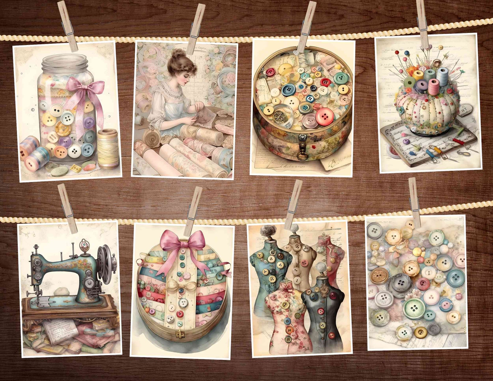 Vintage Sewing Junk Journal Kit: Shabby Chic Ephemera (digital ...