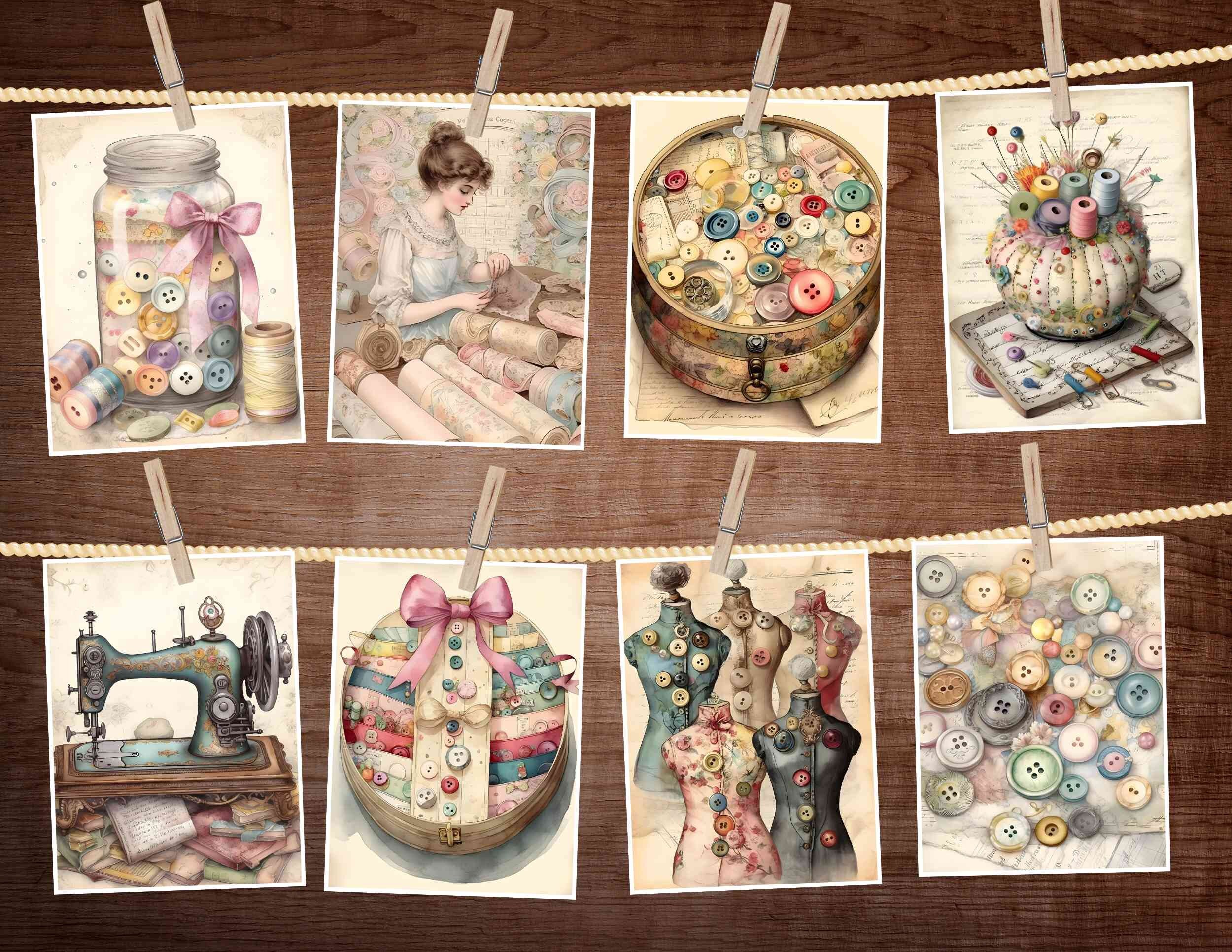 Vintage Sewing Junk Journal Kit: Shabby Chic Ephemera (digital ...