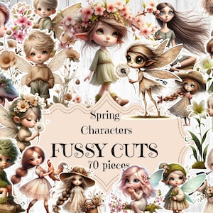 Fournitures de journal féerique de printemps, album de fées fantastiques, imprimable forêt, coupes difficiles, Saint-Valentin shabby chic, fée des forêts éphémères
