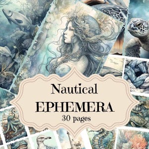 Nautical Junk Journal Printable: Marine Ephemera, Scrapbook Pages (Digital Download)