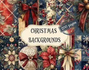 Watercolor Christmas Junk Journal Kit: Vintage Scrapbook Paper (Digital Download)