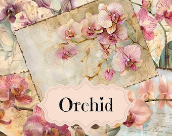 Printable Orchid Junk Journal Printable Pages: Vintage Shabby Chic Scrapbook (Digital Download)