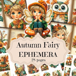 Fournitures de journal féerique d'automne Scrapbook de fées fantastiques Fonds de fées d'automne imprimables Forêt enchantée Éphémères automne shabby Chic