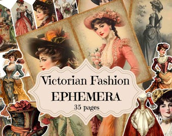 Printable Victorian Fashion Ephemera: Printable Junk Journal Pages (Digital Download)