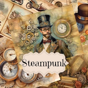 Junk Journal Kit Vintage Steampunk Junk Journal Supplies Steampunk Scrapbook Digital Pritnable Pages Shabby Chic Steampunk Backgrounds