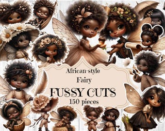 Printable African Fairy Fussy Cuts: Black Girl Ephemera (Digital Download)