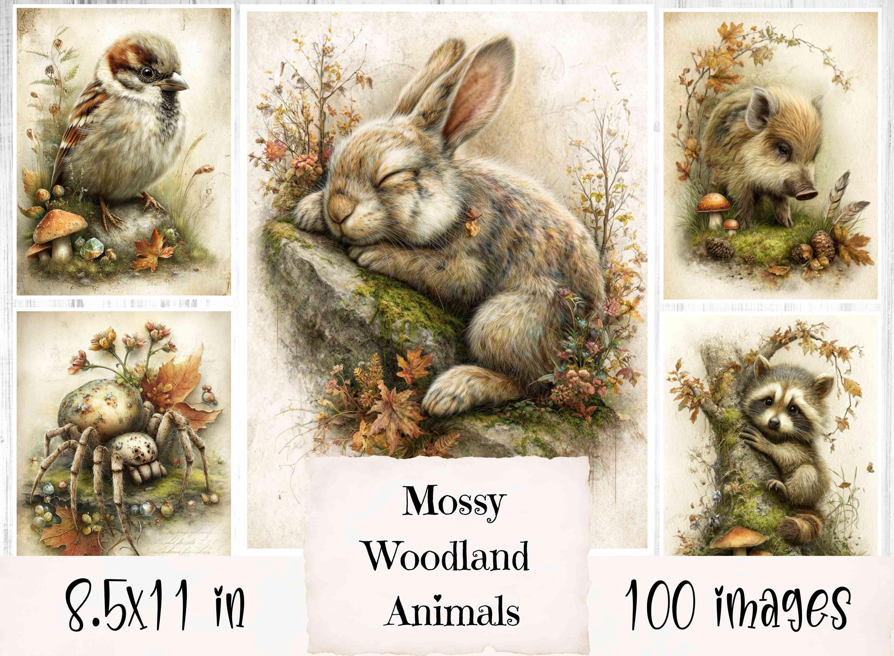 Enchanted Forest Woodland Animals Junk Journal Kit: Vintage Scrapbook ...
