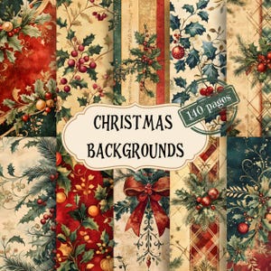 Watercolor Christmas Junk Journal Kit: Vintage Scrapbook Paper (Digital Download)