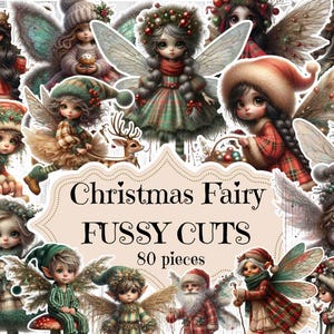 Fata di Natale Fussy Cuts Junk Journal Supplies Scrapbook Stampabile Fata Ritagli Foresta Incantata Junk Shabby Chic Fata Effimera