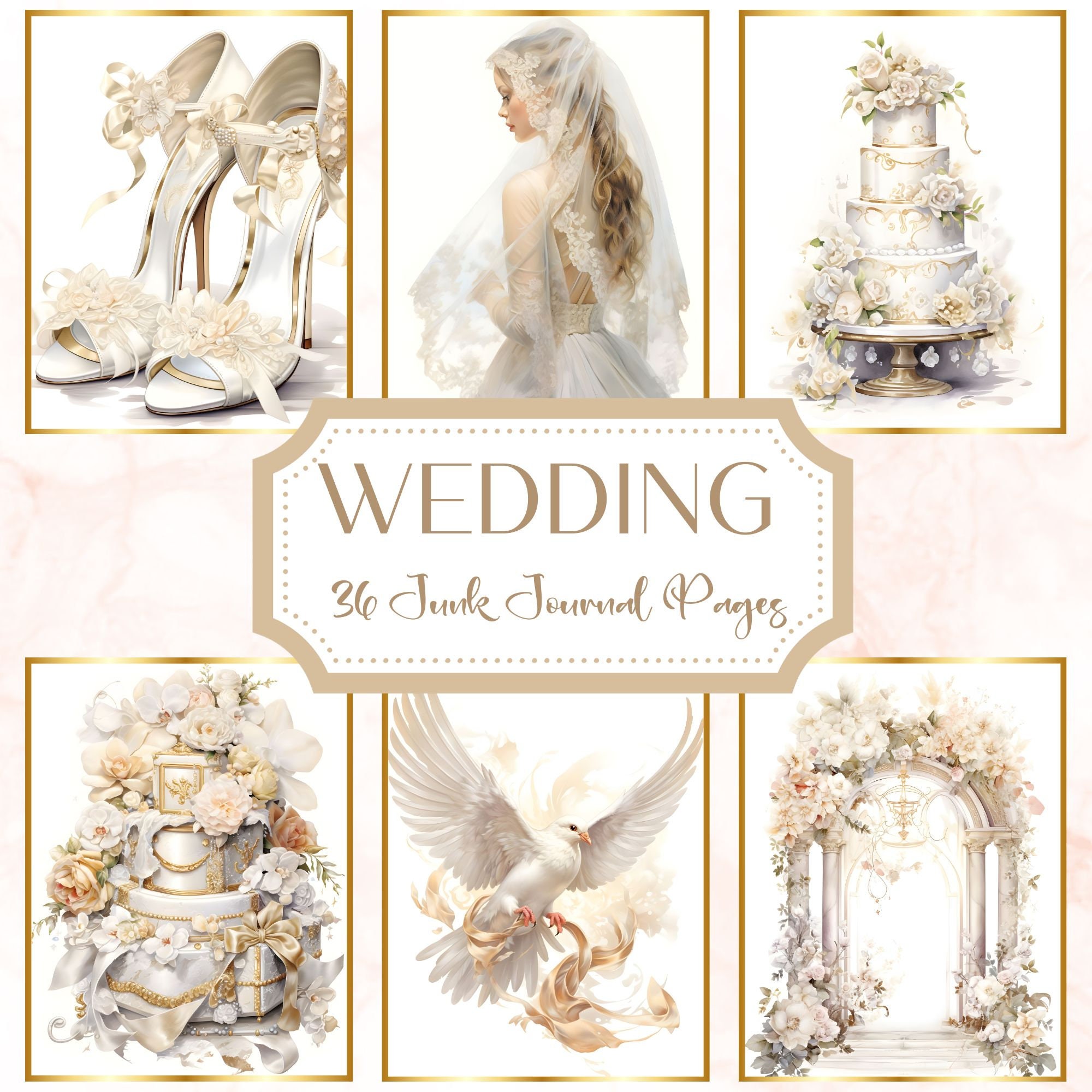 Digital Scrapbooking Botanical Wedding, Digital Wedding Elements, Botanical Wedding  Scrapbook Embellishments, Wedding Scrapbook Kit 