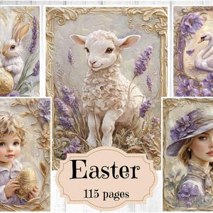 Kit per diario di Pasqua Junk Journal Forniture per diario di Pasqua Fussy Cuts Album di ritagli stampabile Sfondi shabby chic di Pasqua Kit di Pasqua