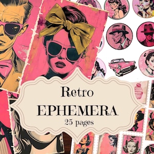 Suministros para diarios retro Páginas imprimibles para álbumes de recortes retro Fondo retro shabby chic Efímeras retro
