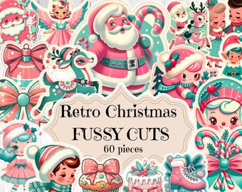 Printable Retro Christmas Fussy Cuts: Vintage Ephemera (Printable)