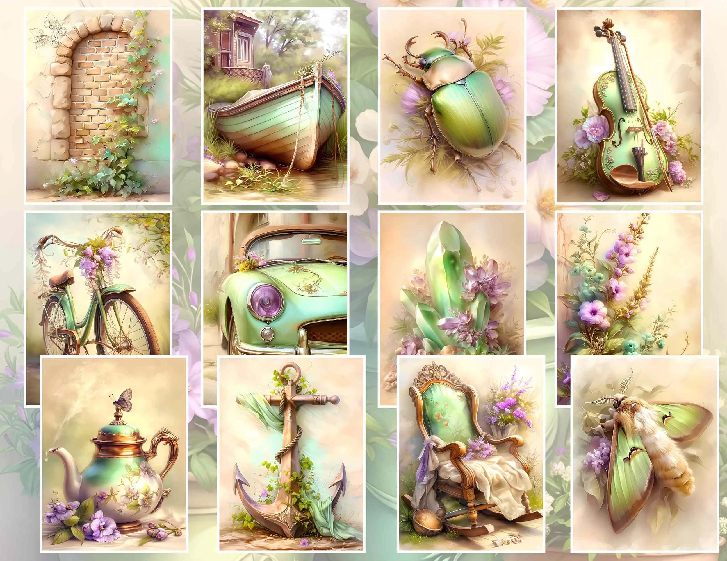 Spring Garden Junk Journal Kit: Shabby Chic Floral Pages (digital ...