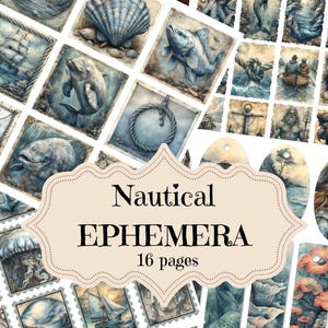 Kit per diario di giunca nautica Etichette nautiche Timbro per album di ritagli nautici Effimeri Forniture per diario di giunca nautica Effimeri shabby chic nautici