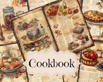 Kit de diario basura de recetas vintage: Álbum digital de recetas (descarga digital)