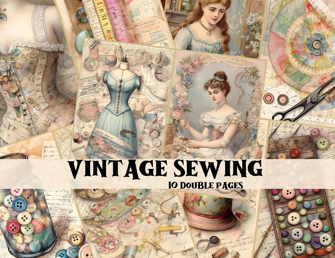Vintage Sewing Junk Journal Kit Sewing Scrapbook Digital Printable ...