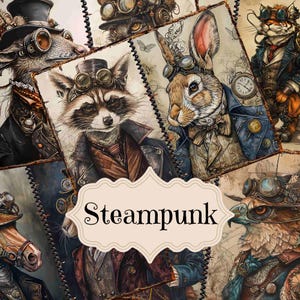Steamunk Tiere Junk Journal Kit Vintage Steampunk Sammelalbum druckbare Seiten Tiere Junk Journal Zubehör Steampunk Shabby Chic Hintergrund