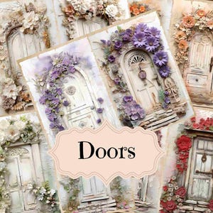 Deuren Junk Journal Kit Kleurrijke Deuren Junk Journal Supplies Bloemen Deur Shabby Chic Achtergronden Aquarel Plakboek Deuren